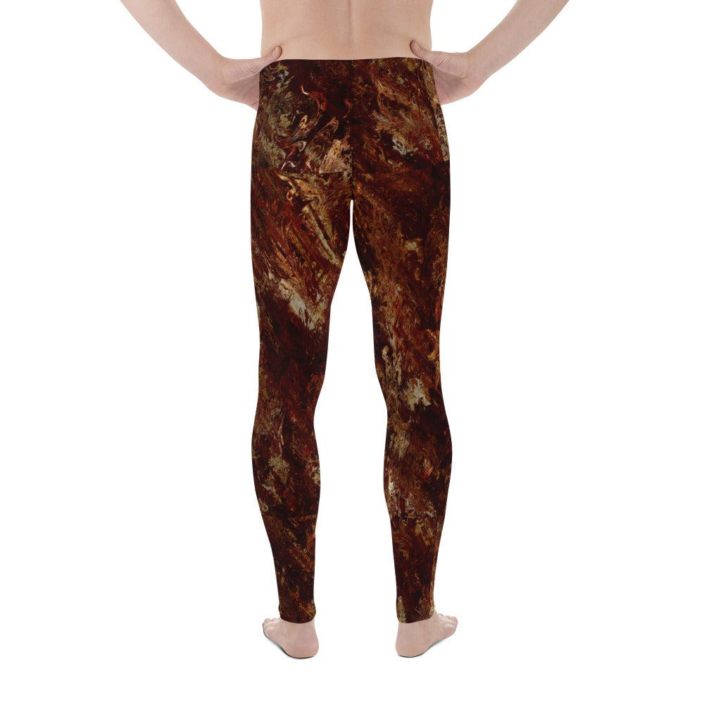 Molasses Mirage Men’s Leggings – Rich Earth Swirl Gym & Lounge Pants, Rave Pants, Festival Tights, Gym, Wrestling Tights, Yoga