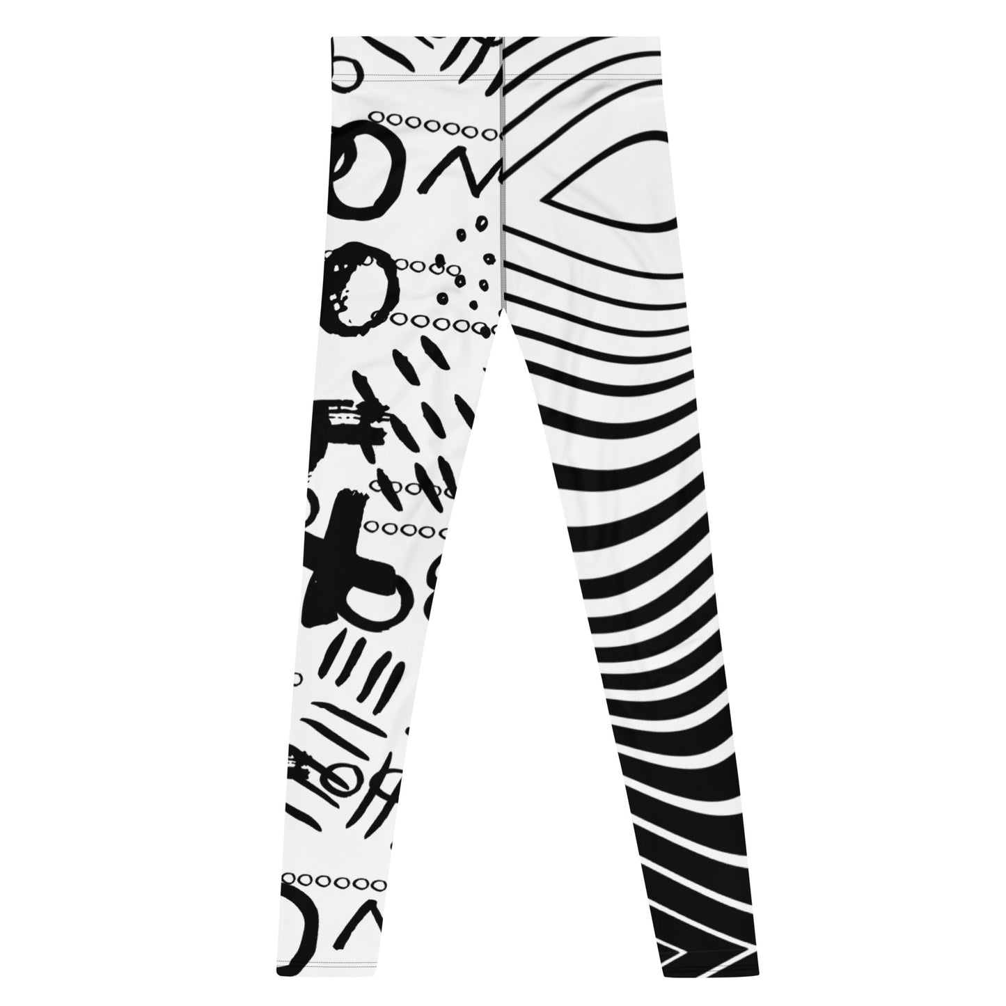 Static Men’s Leggings – Black and White Abstract Vibe Pants for Gym, Dance & Daring Days, Wrestling, Gifts for Him, Rave Pants