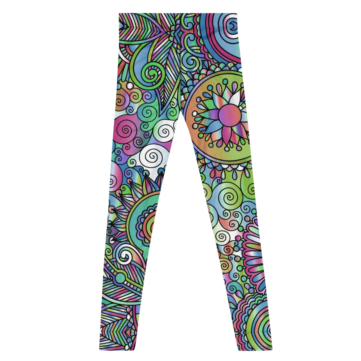 Paisley Groove Men’s Leggings – Psychedelic Pastel Paisley Party Pants, Festival, Rave Tights, Gym, Wrestling, Yoga,