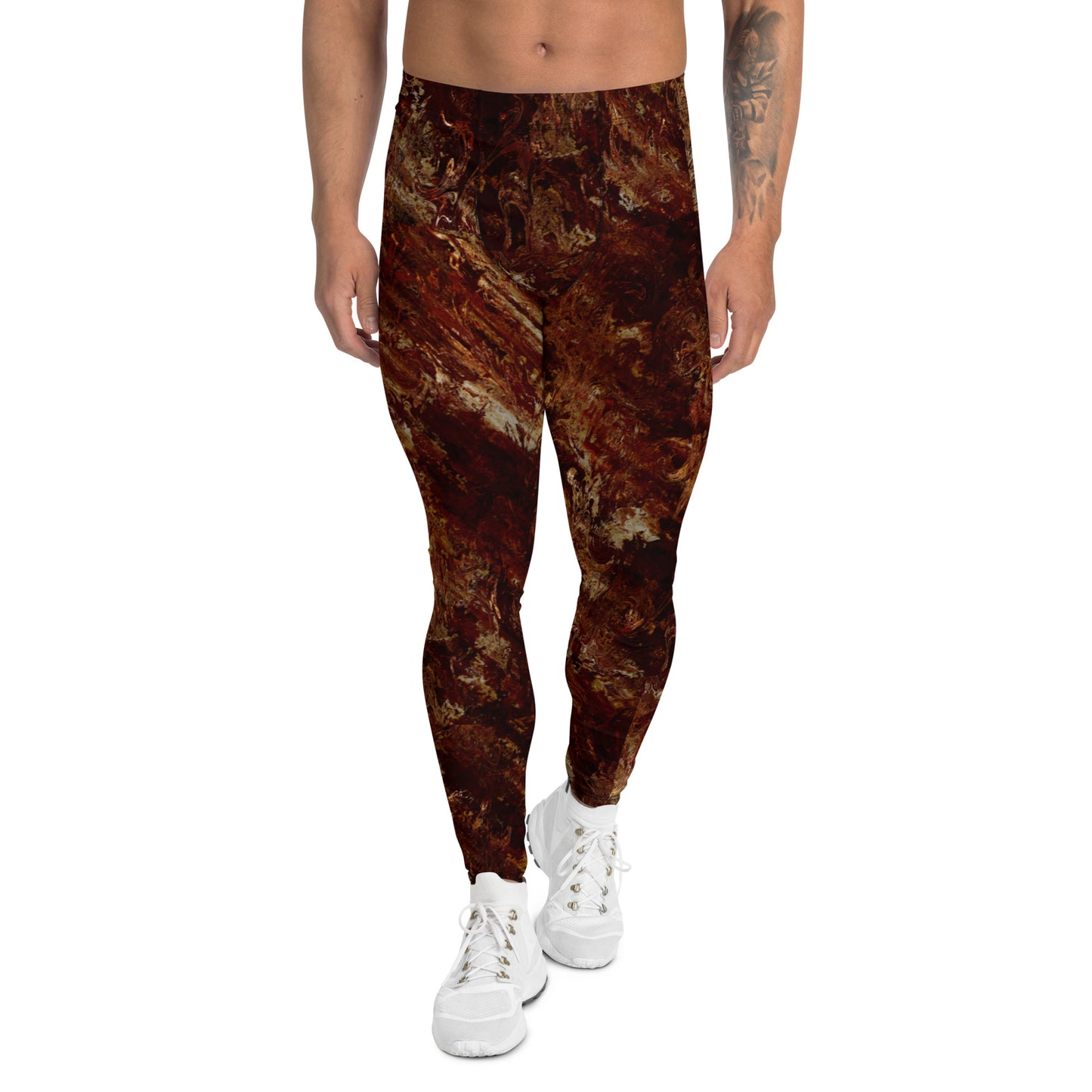 Molasses Mirage Men’s Leggings – Rich Earth Swirl Gym & Lounge Pants, Rave Pants, Festival Tights, Gym, Wrestling Tights, Yoga