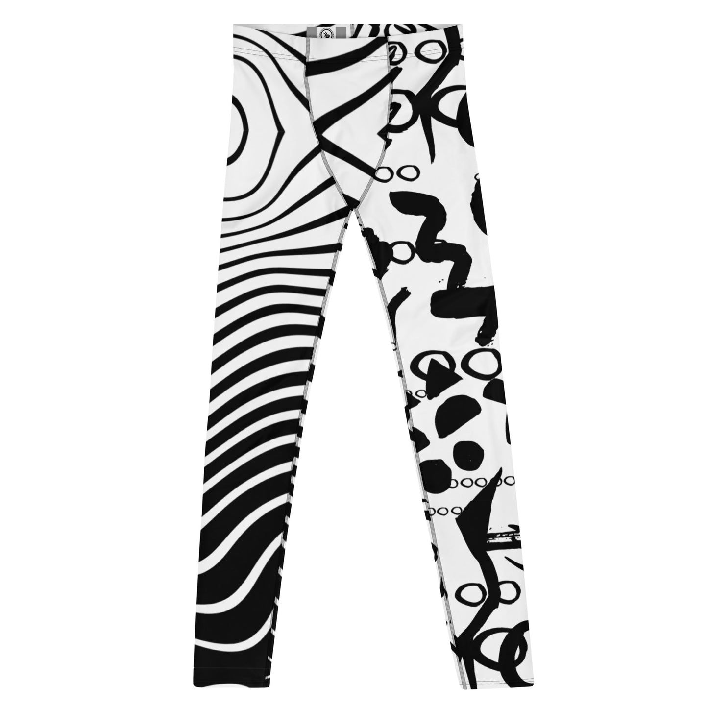 Static Men’s Leggings – Black and White Abstract Vibe Pants for Gym, Dance & Daring Days, Wrestling, Gifts for Him, Rave Pants