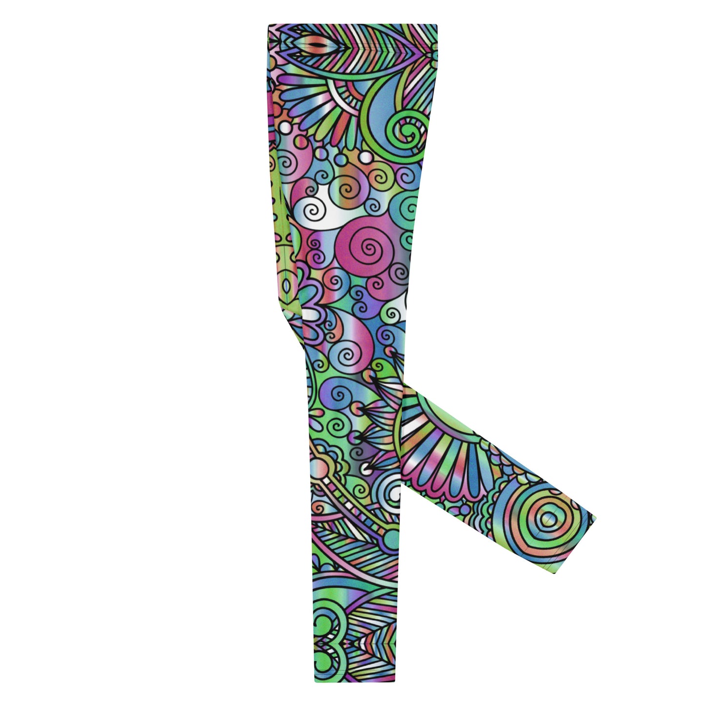 Paisley Groove Men’s Leggings – Psychedelic Pastel Paisley Party Pants, Festival, Rave Tights, Gym, Wrestling, Yoga,