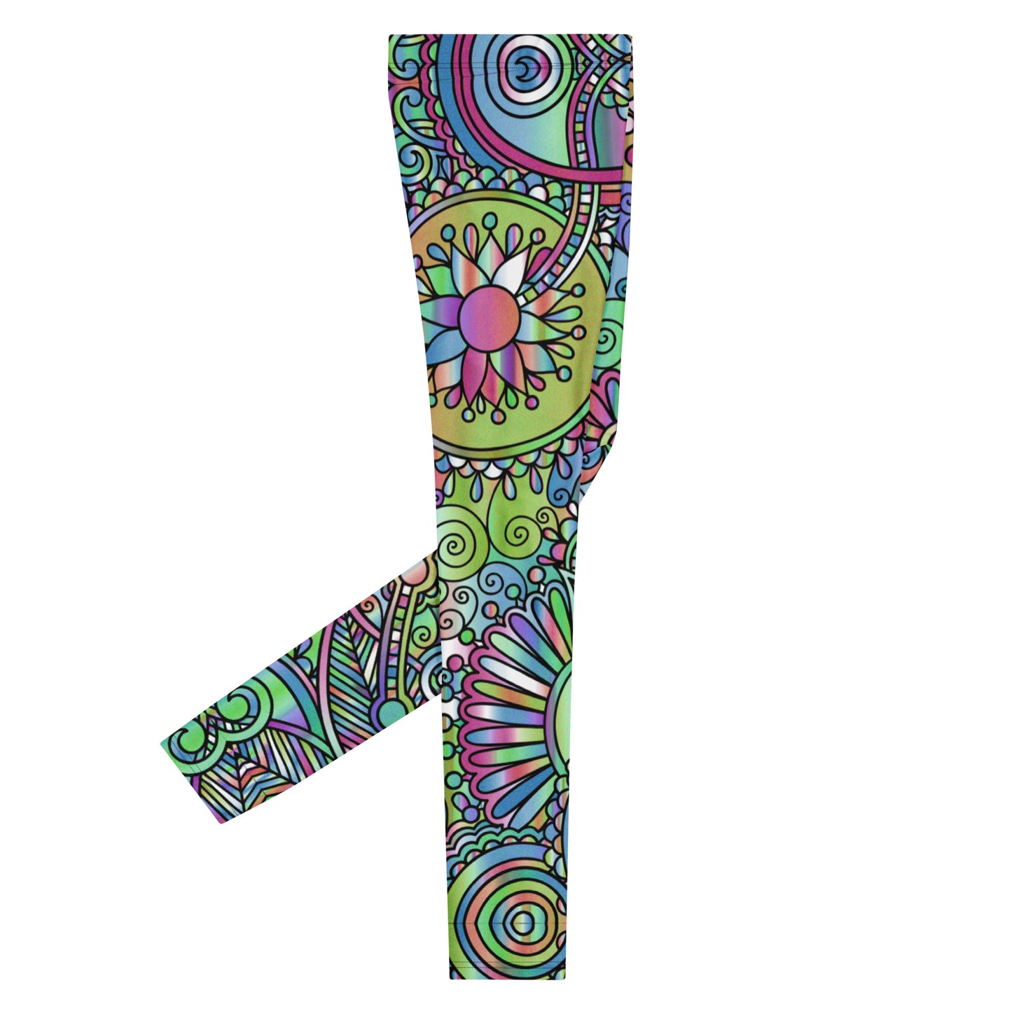 Paisley Groove Men’s Leggings – Psychedelic Pastel Paisley Party Pants, Festival, Rave Tights, Gym, Wrestling, Yoga,