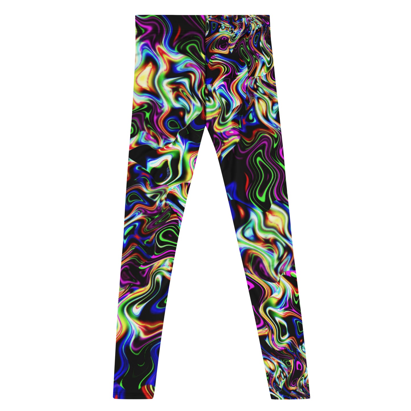 Men's Festival Tights, Men's Leggings, Wrestling Tights Printed Leggings, Yoga Leggings, Men's Rave Pants, Rainbow, Black, Spirit