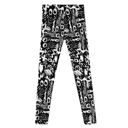 Men's Leggings, Black White Wrestling Tights, Gym Leggings, Gifts for Him, Yoga Leggings, Rave Pants, Festival Tights