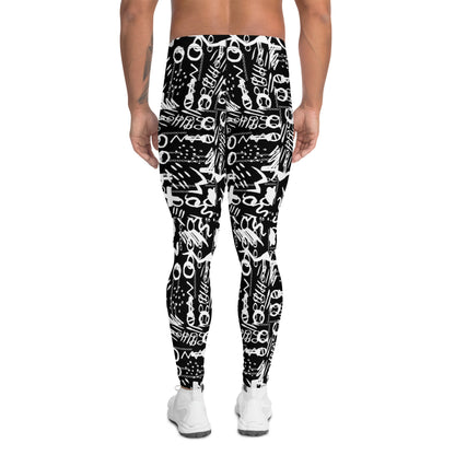 Men's Leggings, Black White Wrestling Tights, Gym Leggings, Gifts for Him, Yoga Leggings, Rave Pants, Festival Tights