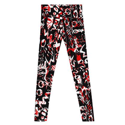 Men's Leggings, Black White Red, Men Gym Leggings, Wrestling Pants, Printed Leggings, Yoga Leggings, Rave Pants, Festival Tights