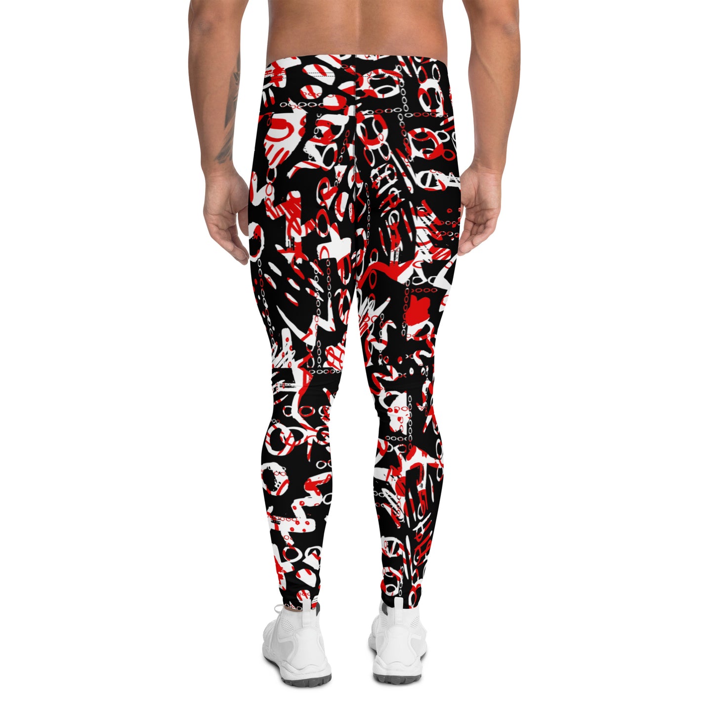 Men's Leggings, Black White Red, Men Gym Leggings, Wrestling Pants, Printed Leggings, Yoga Leggings, Rave Pants, Festival Tights