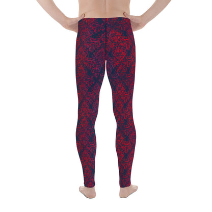 Men's Leggings, Vintage, Dark Navy, Crimson, Workout Pants for Men