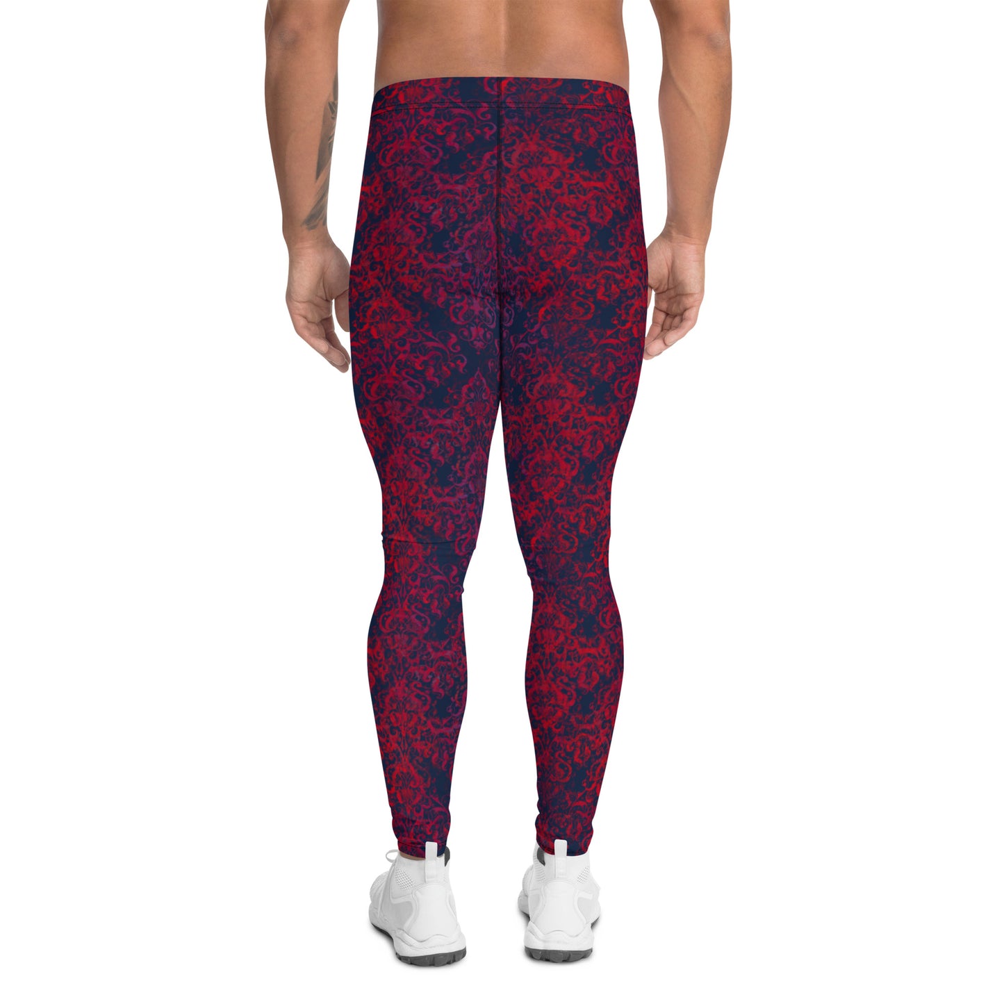 Men's Leggings, Vintage, Dark Navy, Crimson, Workout Pants for Men