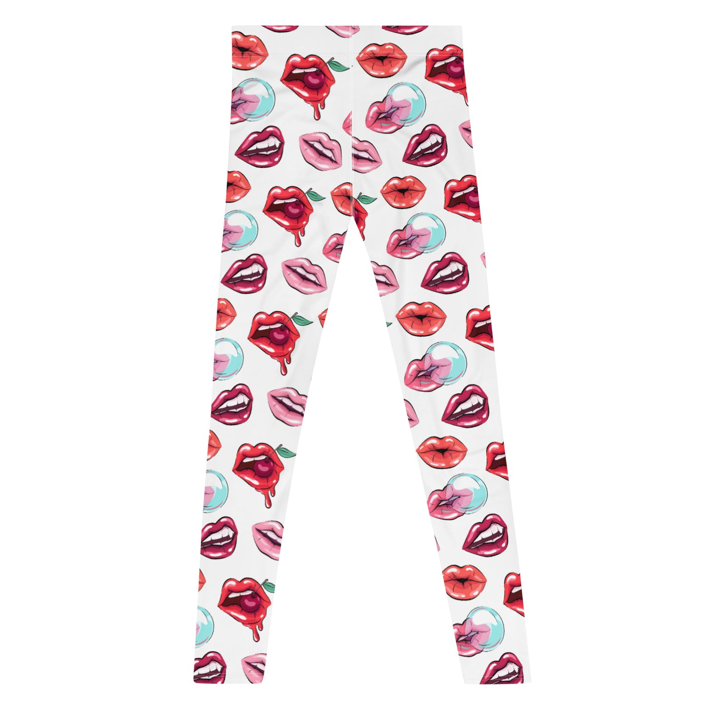 Men's all-over print leggings with white background, full-back view alternate angle.