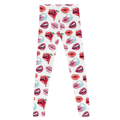 Men's all-over print leggings with white background, full-back view alternate angle.