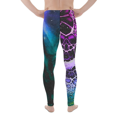 Men's Leggings, Green, Purple, Ecstatic Dance, Festival, Rave, Gym, Workout, Trippy Leggings, Wrestling Tights, Yoga