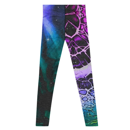 Men's Leggings, Green, Purple, Ecstatic Dance, Festival, Rave, Gym, Workout, Trippy Leggings, Wrestling Tights, Yoga