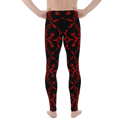 Men's Leggings, hearts, red, white