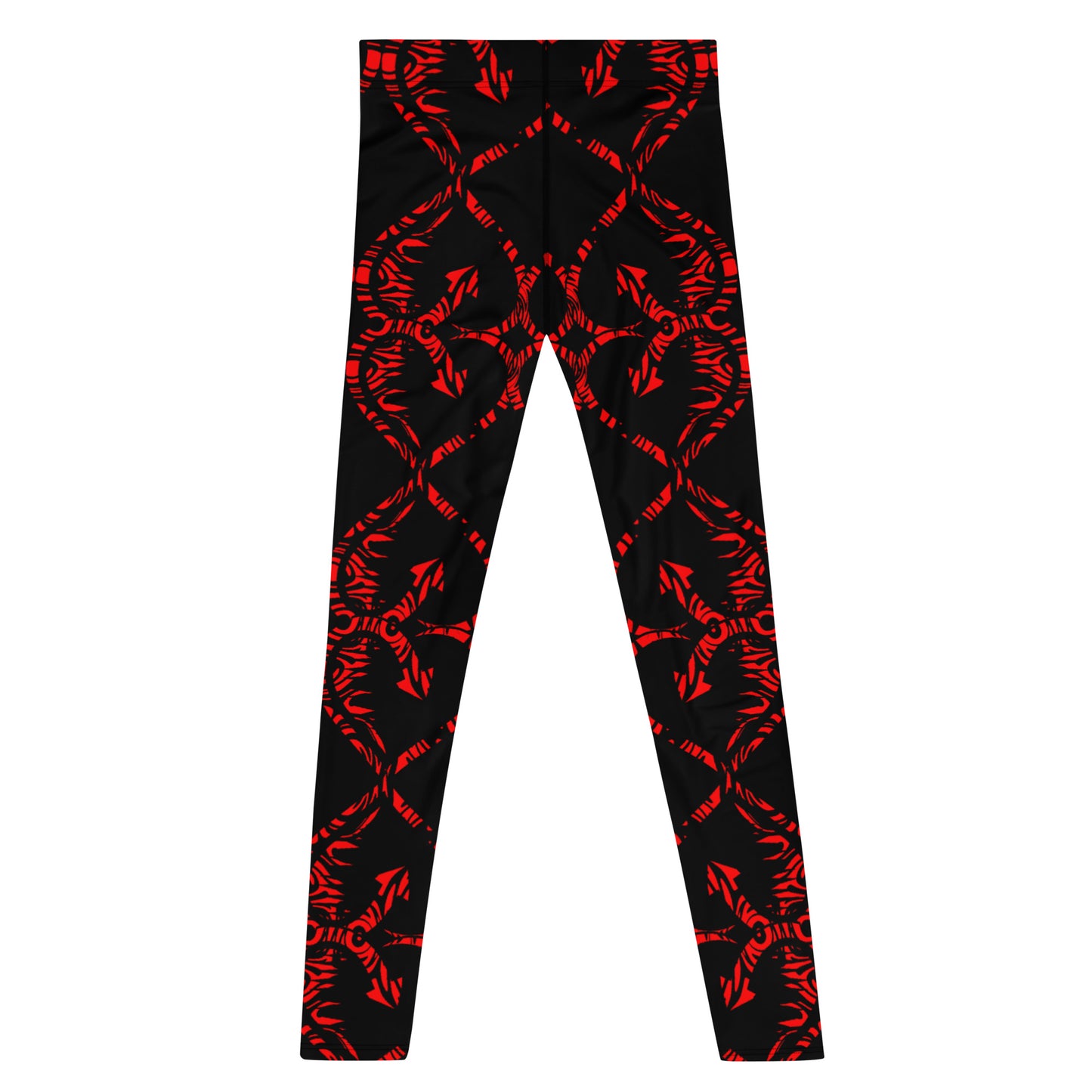 Men's Leggings, hearts, red, white