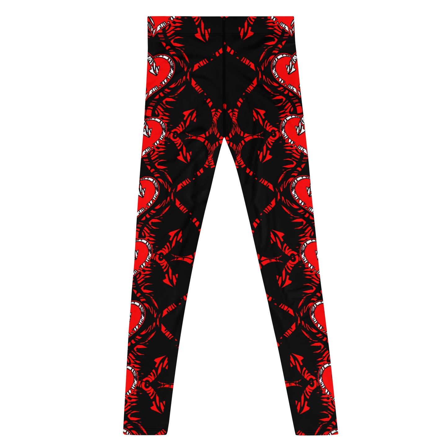 Men's Leggings, Hearts, Arrows, Red, Black, White