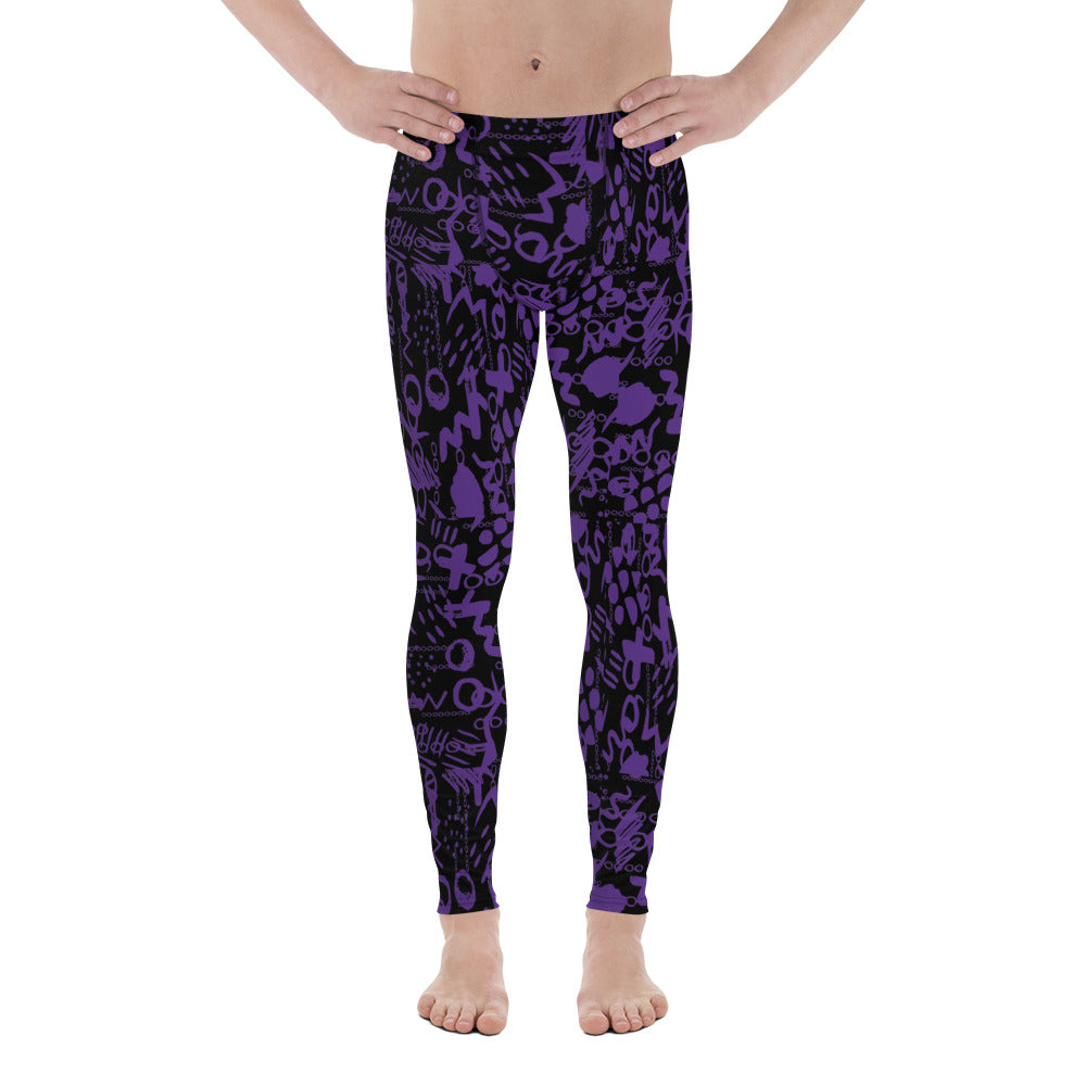 Men's Leggings, Men Gym Leggings, Wrestling Pants, Gifts for Him, Trippy Leggings, Colorful Pants, Festival Tights, Purple