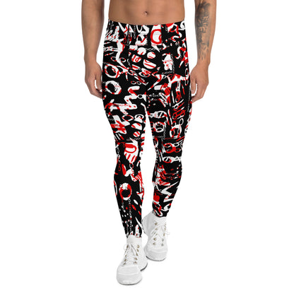 Men's Leggings, Black White Red, Men Gym Leggings, Wrestling Pants, Printed Leggings, Yoga Leggings, Rave Pants, Festival Tights