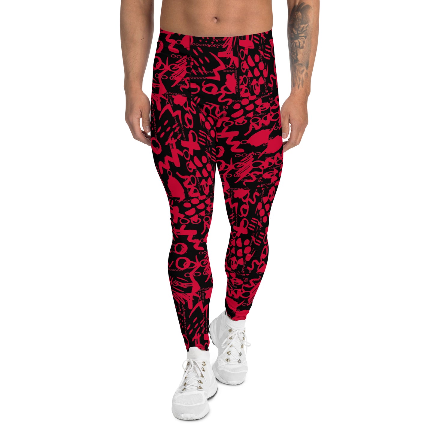 Men's Leggings, Men Gym Leggings, Wrestling Pants, Gifts for Him, Yoga Leggings, Rave Pants, Festival Tights, Black, Red