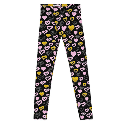 Men's Leggings, Hearts, Valentine's Day, Gift for Him