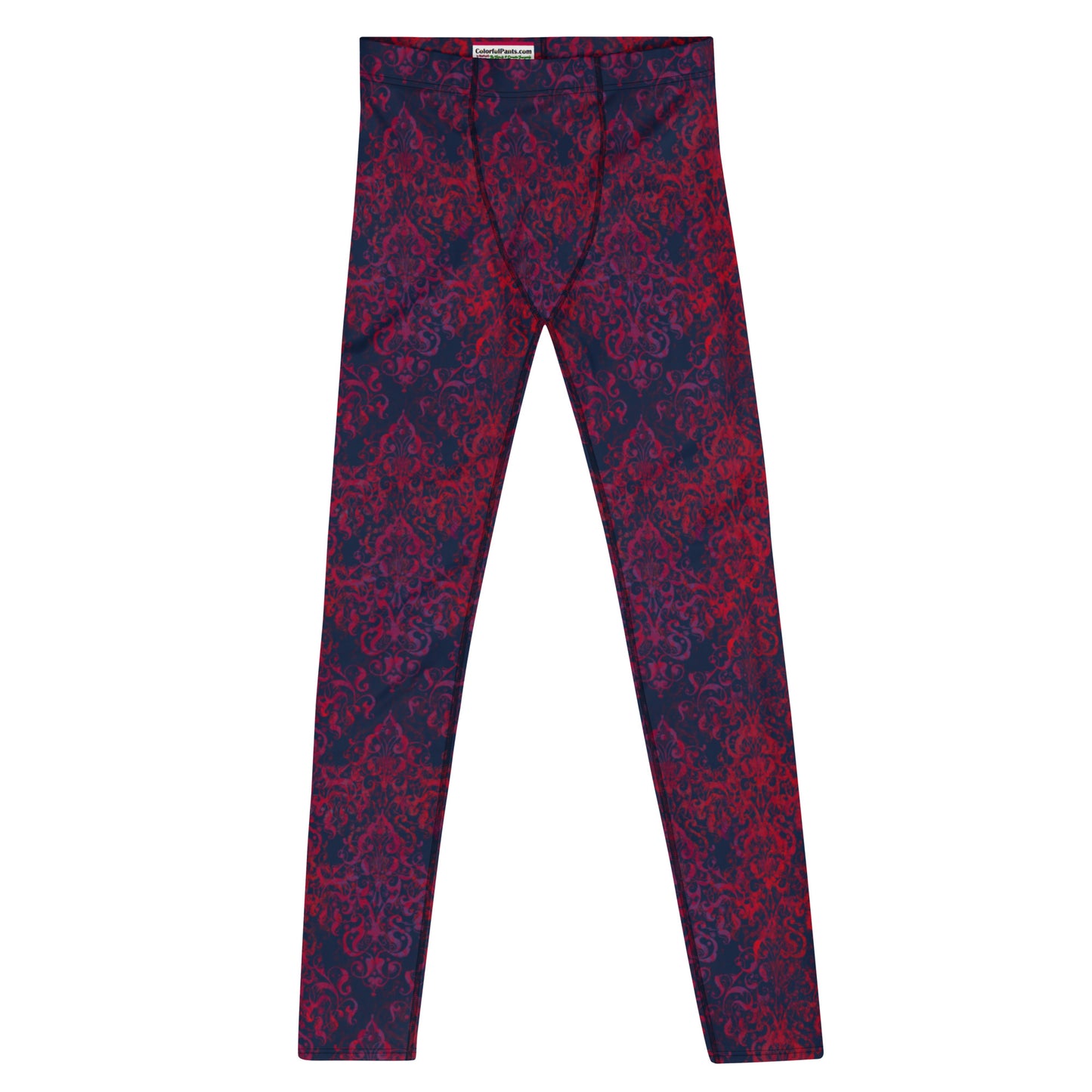 Men's Leggings, Vintage, Dark Navy, Crimson, Workout Pants for Men