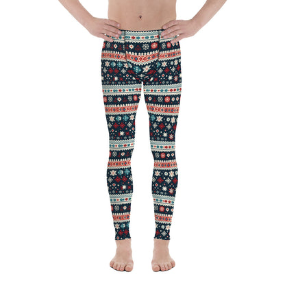 Men's Leggings, Ugly Christmas Holiday Tights, Meggings, Holiday Pants