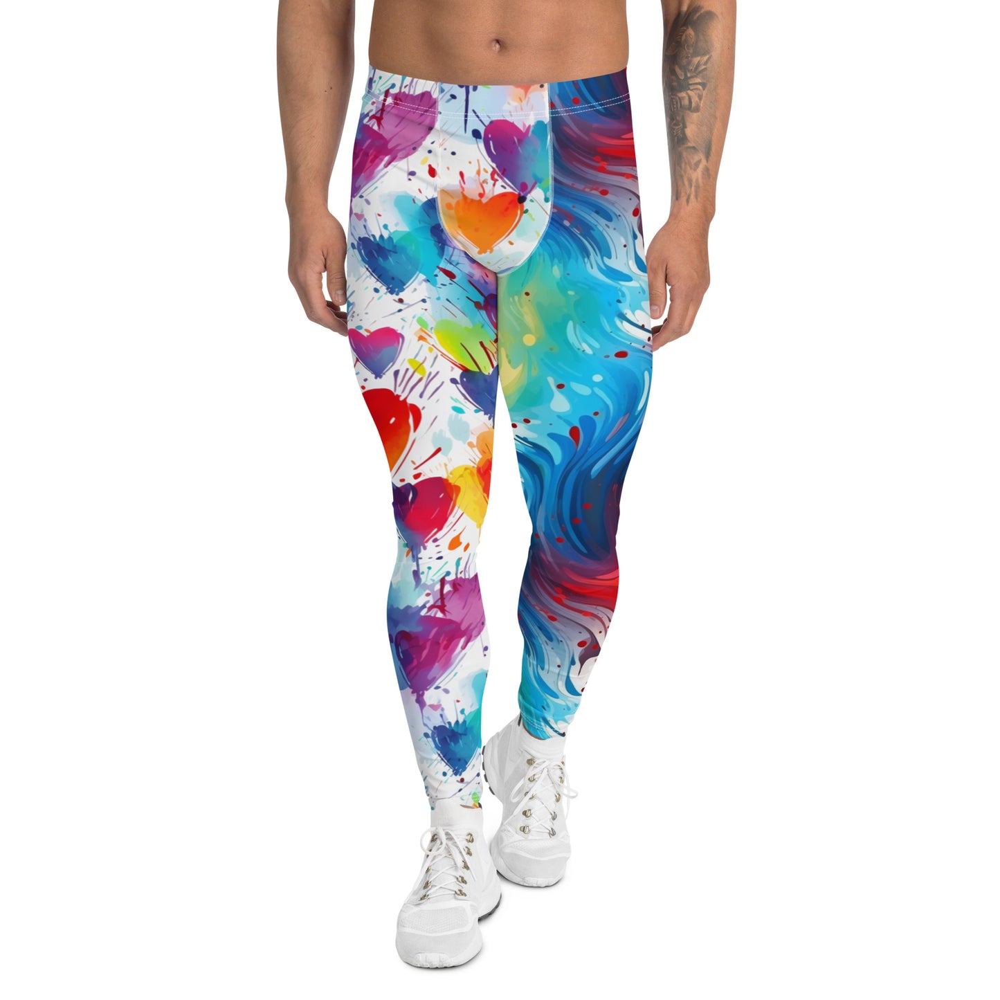 Valentines Day Hearts, Leggings for Men - Colorful Leggings, Valentines Day Gifts, Holiday Leggings, Yoga Leggings