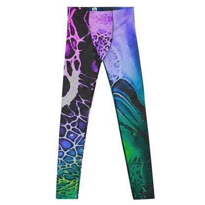 Men's Leggings, Green, Purple, Ecstatic Dance, Festival, Rave, Gym, Workout, Trippy Leggings, Wrestling Tights, Yoga