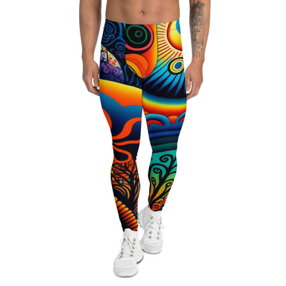 Men's Leggings, Ecstatic Dance, Festival Tights, Rave, Gym Leggings, Trippy Leggings, Wrestling, Yoga