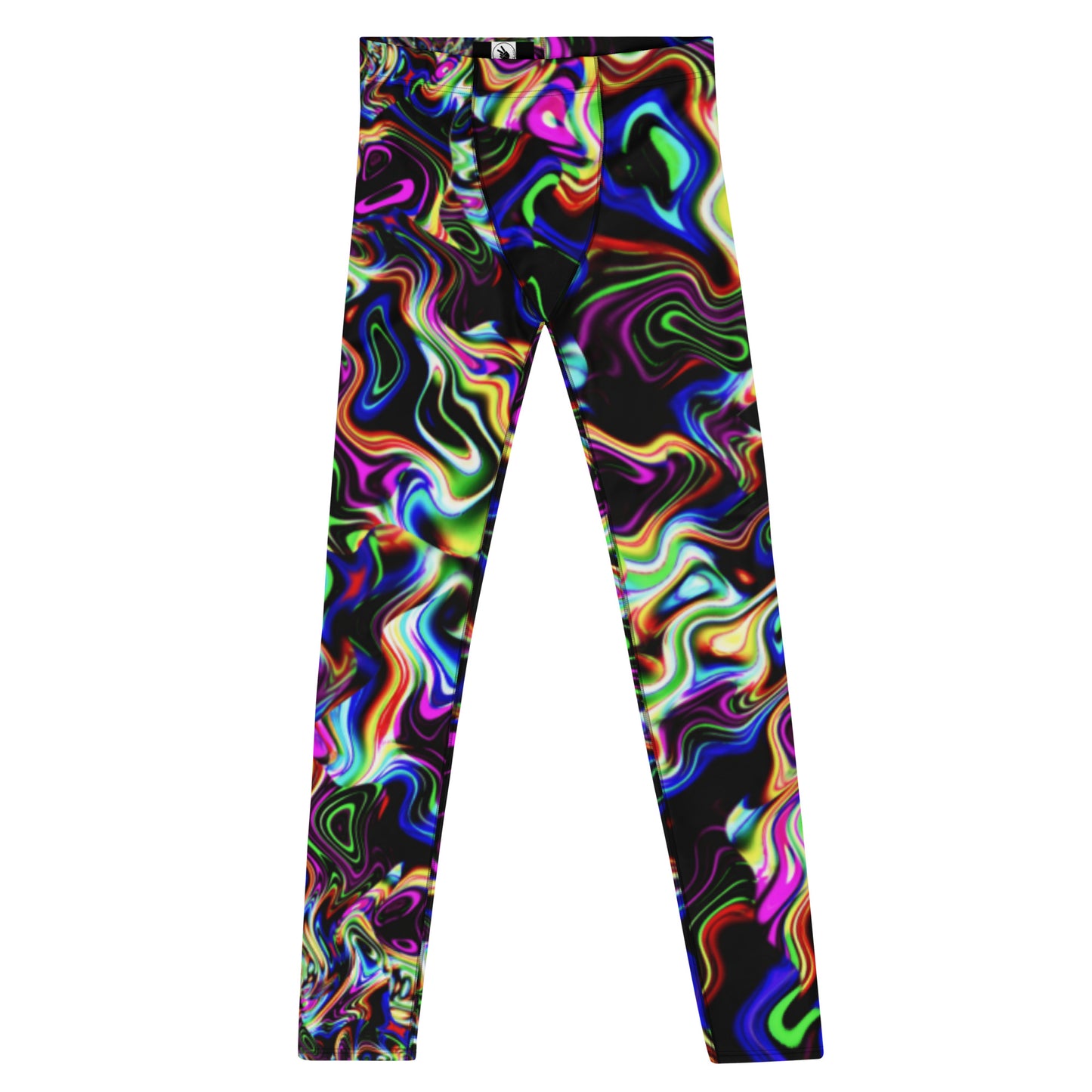 Men's Festival Tights, Men's Leggings, Wrestling Tights Printed Leggings, Yoga Leggings, Men's Rave Pants, Rainbow, Black, Spirit