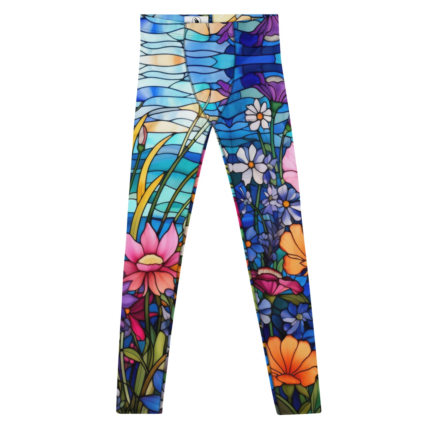 Men's Leggings, Stained Glass, Floral, Rainbow, Spring Flowers