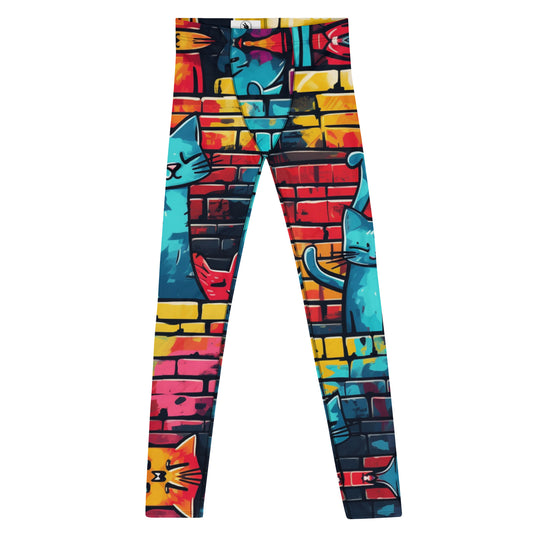 Men's Leggings, cats, bricks, urban