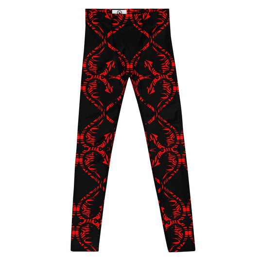 Men's Leggings, hearts, red, white