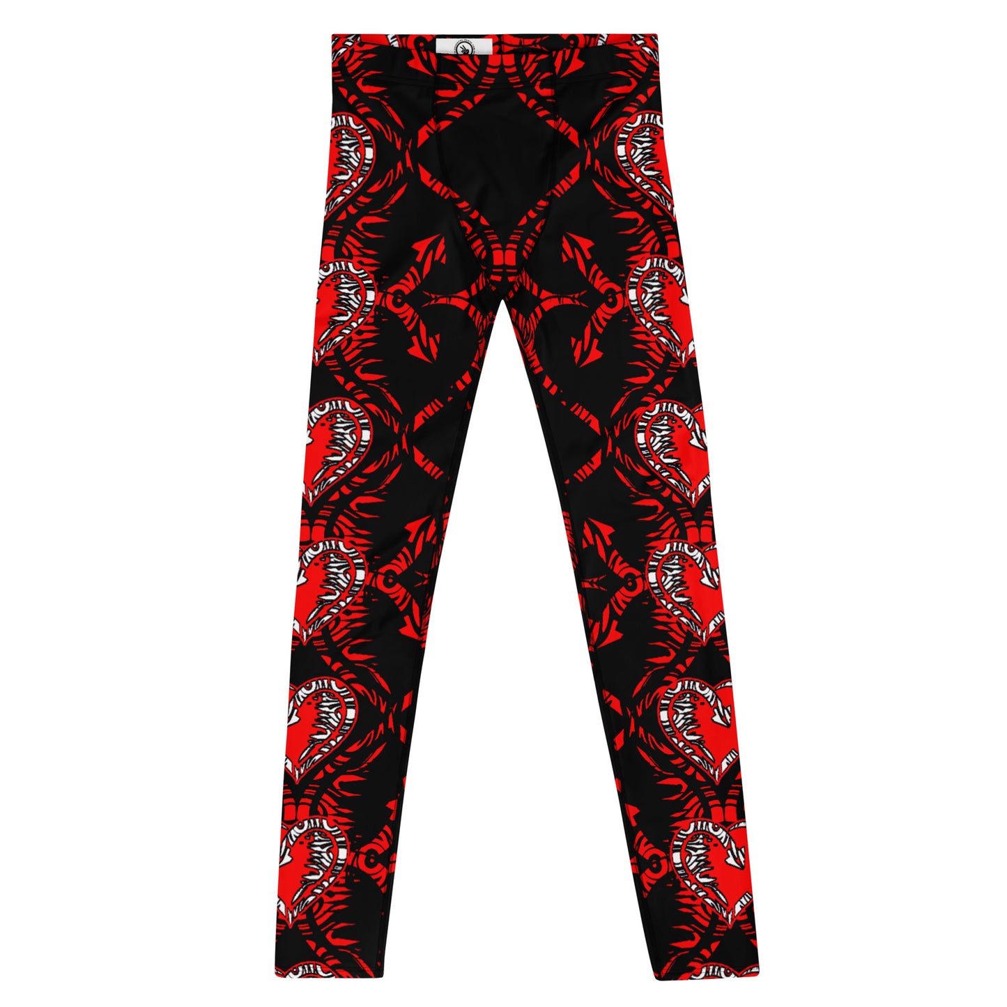 Men's Leggings, Hearts, Arrows, Red, Black, White