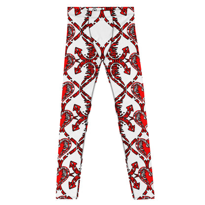 Men's Leggings, Hearts and Arrows on White