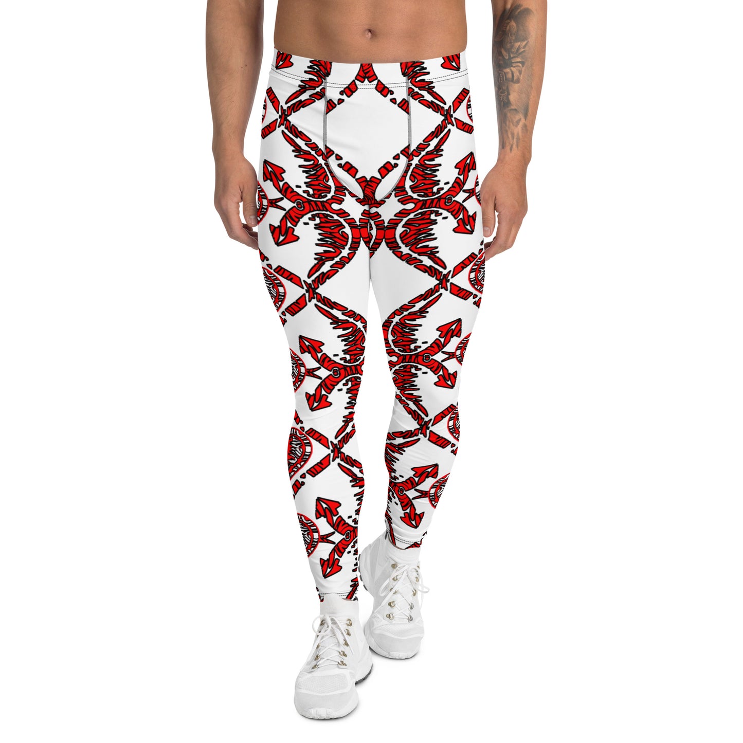 Men's Leggings, Hearts and Arrows on White