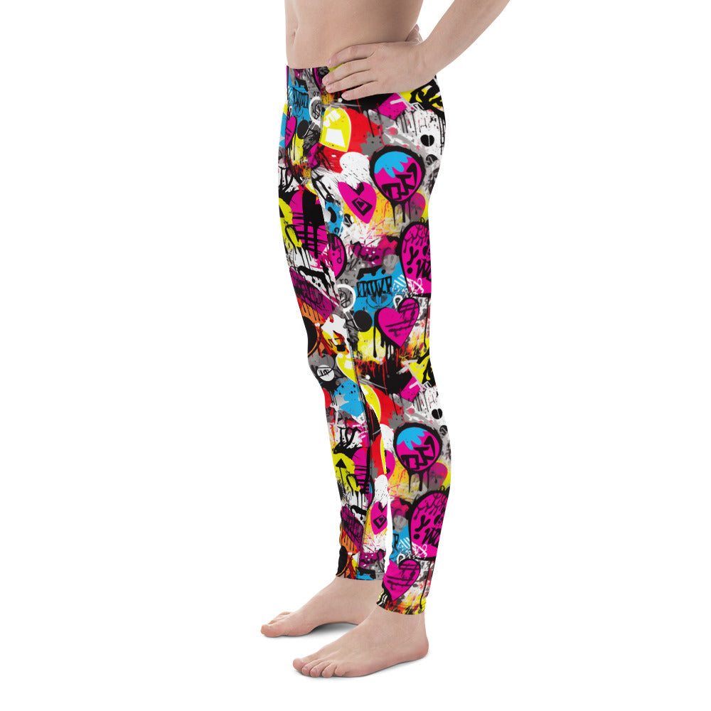 Graffiti Crush Men’s Leggings – Street Art Vibe for Festivals, Fitness & Funky Days