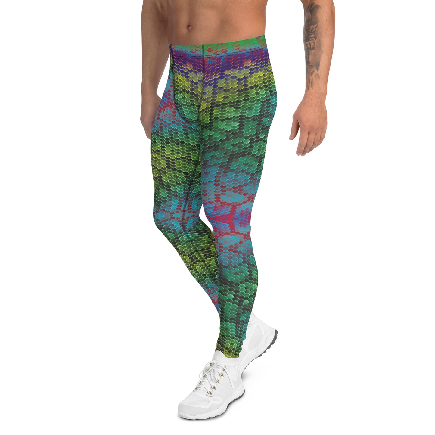 Men's Leggings, Rainbow Snakeskin, Wrestling Tights, Printed Leggings, Yoga Leggings, Rave, Festival Pants, Gym Leggings