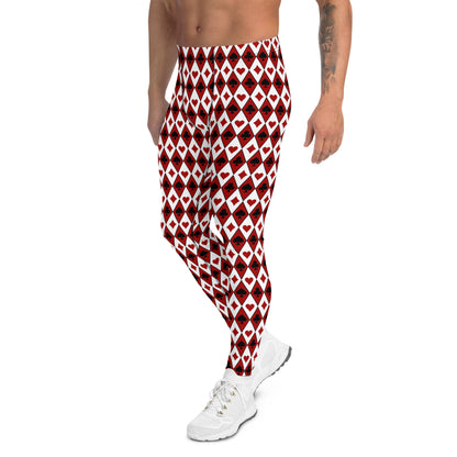 Men's Leggings, Playing Cards, Casino, Black, White, Red, Ecstatic Dance, Festival, Rave, Gym Leggings, Wrestling Tights, Yoga