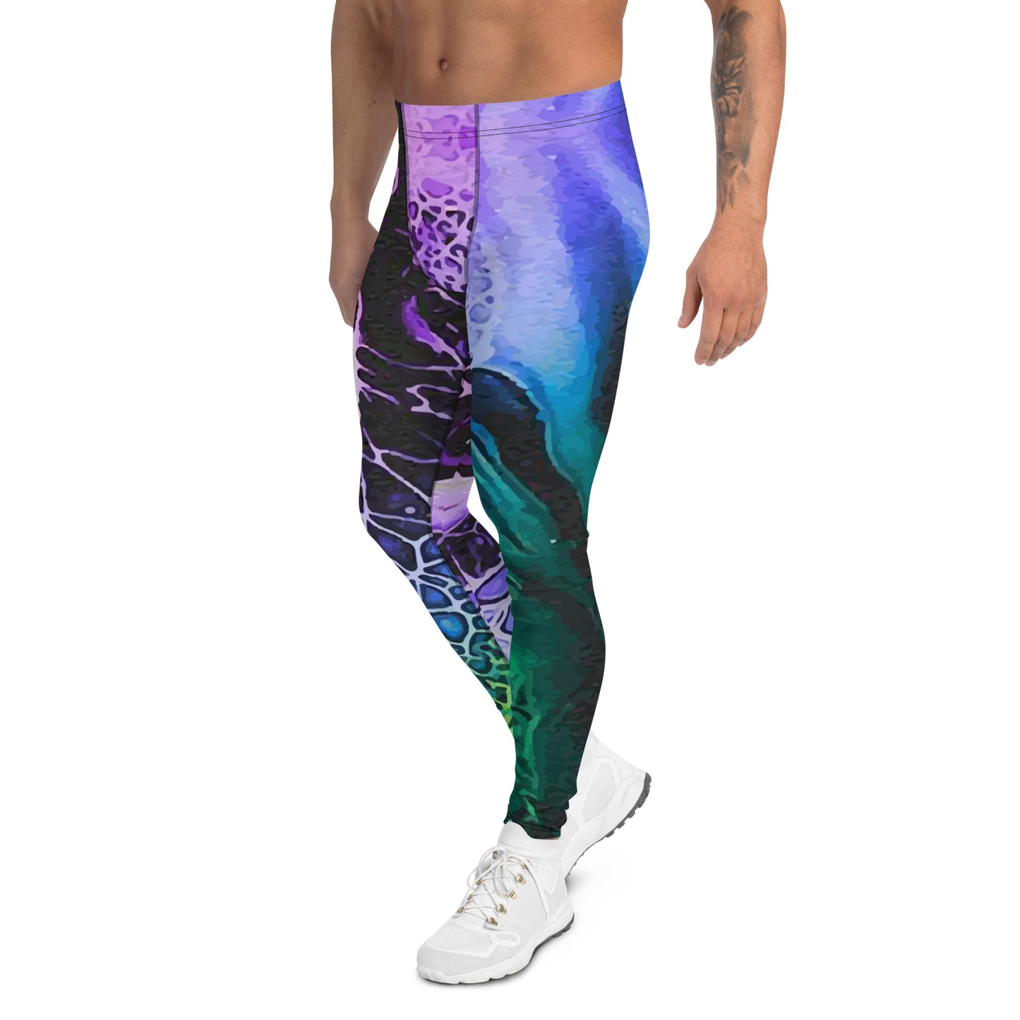 Men's Leggings, Green, Purple, Ecstatic Dance, Festival, Rave, Gym, Workout, Trippy Leggings, Wrestling Tights, Yoga