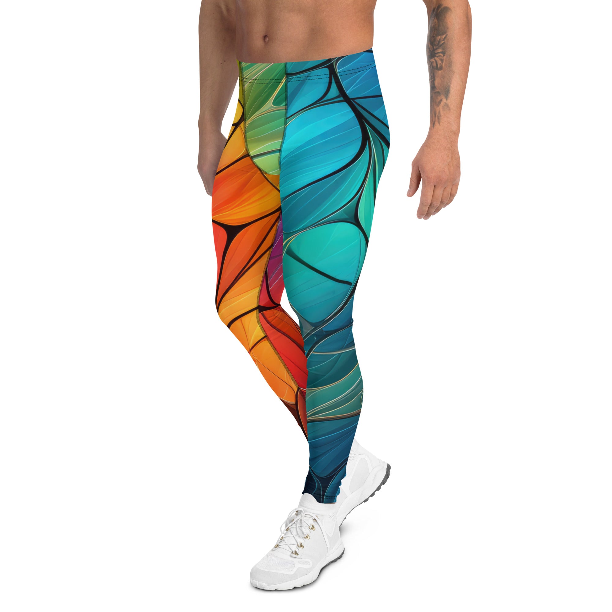 Colorful offers Men’s Leggings, Marbled Magenta and Lime Green Groovy Abstract Art, Yoga Leggings for Men, Cool Fitness and Workout Athletic Pants