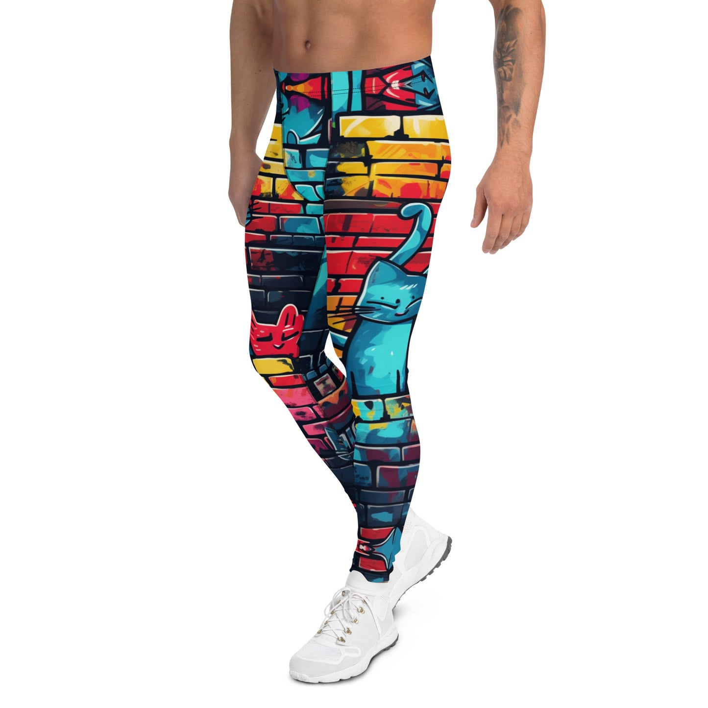 Men's Leggings, cats, bricks, urban