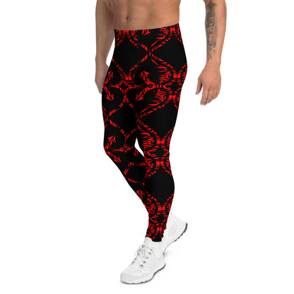 Men's Leggings, hearts, red, white