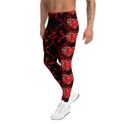 Men's Leggings, Hearts, Arrows, Red, Black, White