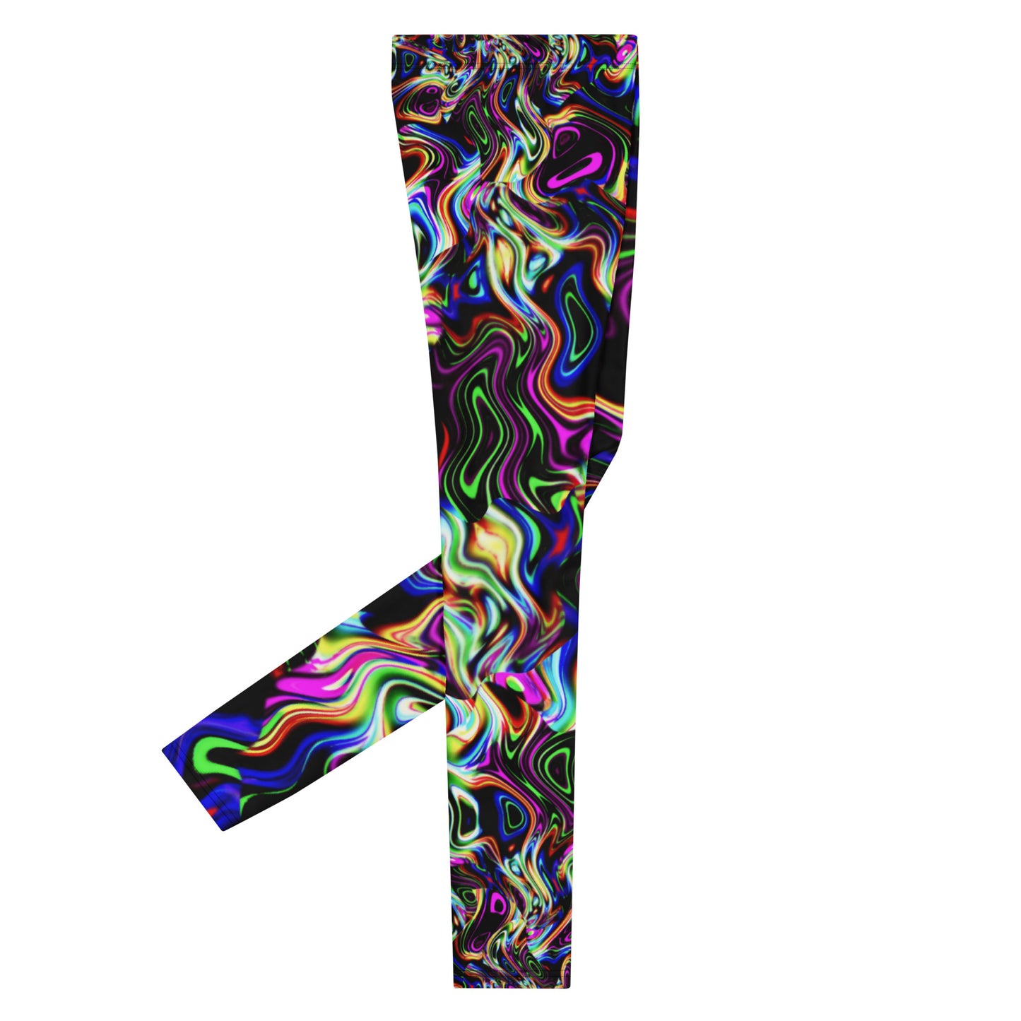 Men's Festival Tights, Men's Leggings, Wrestling Tights Printed Leggings, Yoga Leggings, Men's Rave Pants, Rainbow, Black, Spirit