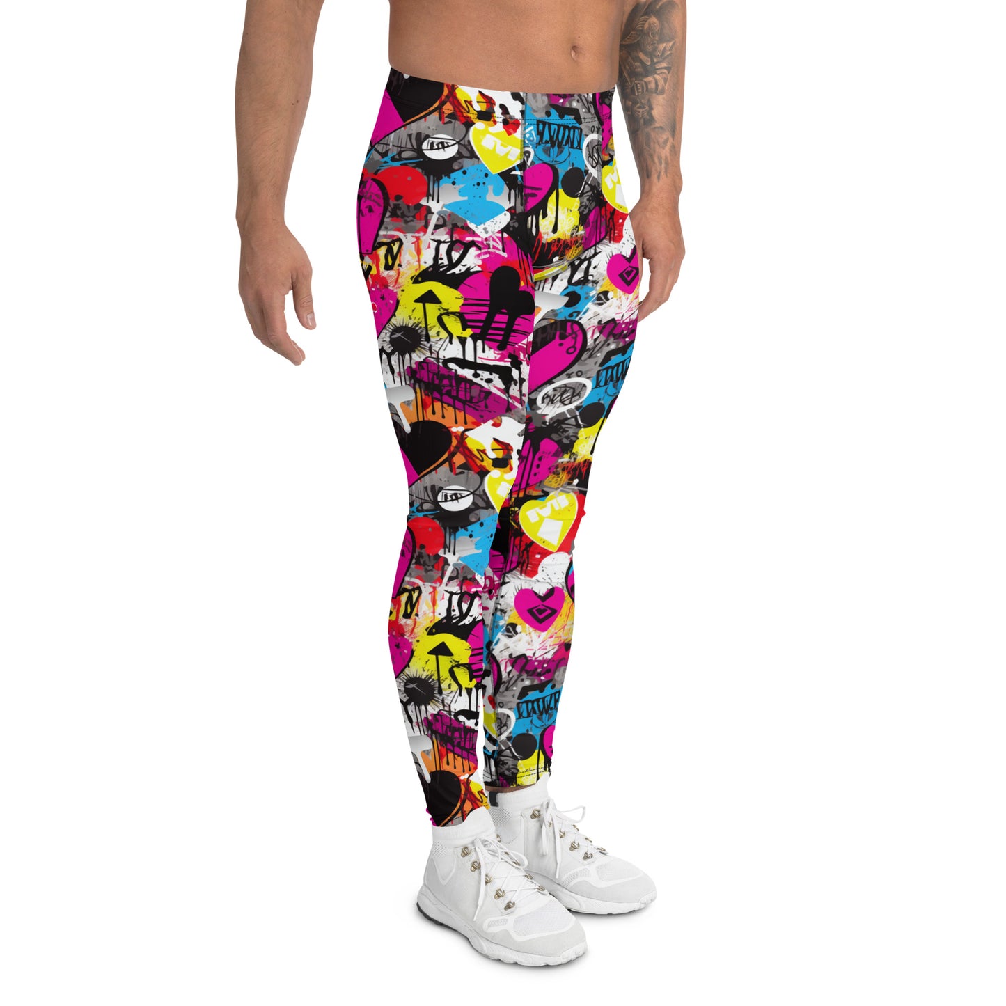 Men's Dance Leggings, Urban Art Explosion - Bold Graffiti Print, Street Style, High-Performance Activewear