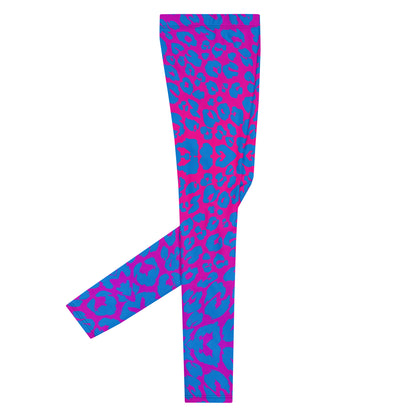 Mens Leggings, Leopard Print, Pink, Blue