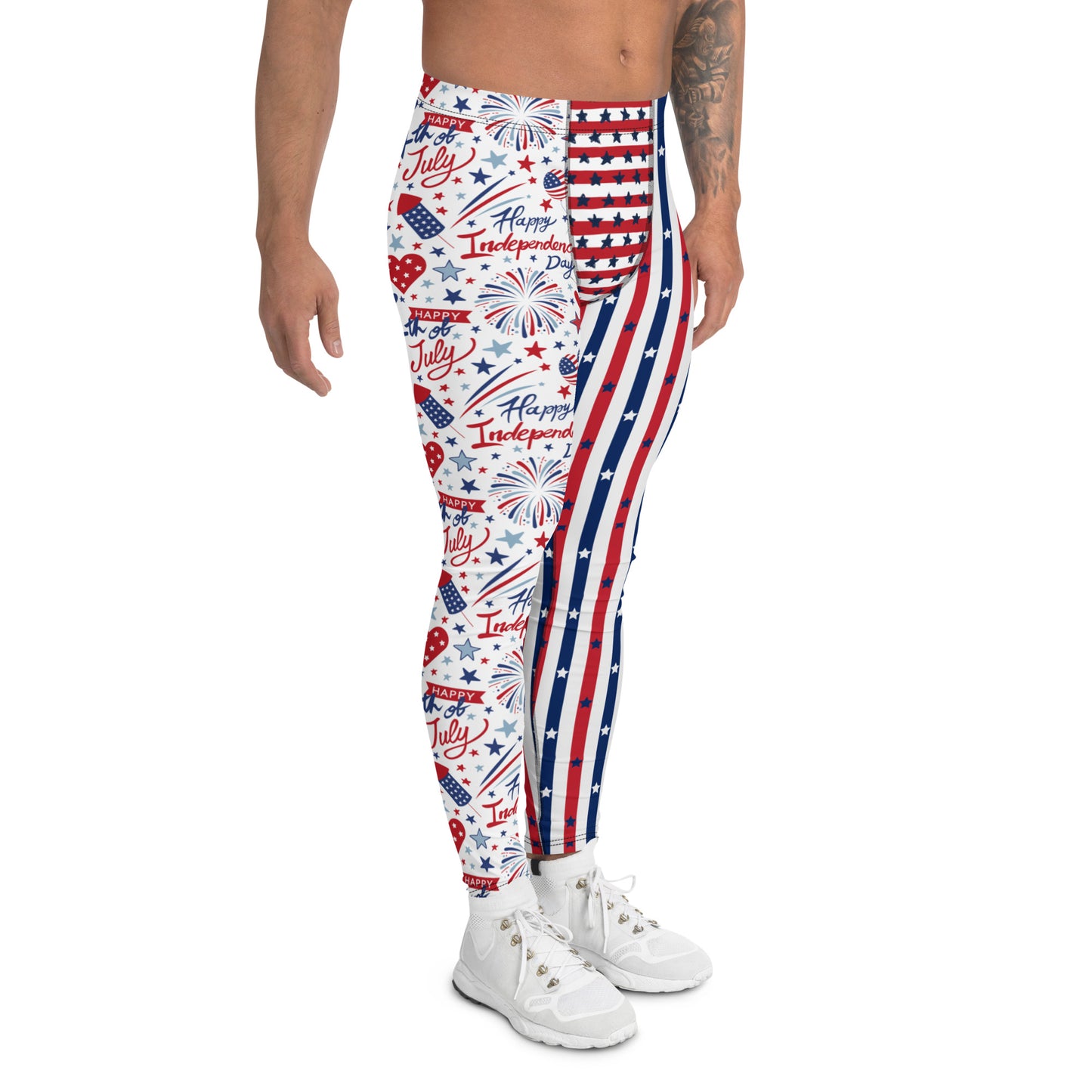 Patriotic Men's Leggings - Star-Spangled Print, American flag, Comfortable, Durable - Perfect for Workouts & Casual Wear