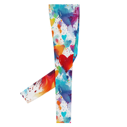 Valentines Day Hearts, Leggings for Men - Colorful Leggings, Valentines Day Gifts, Holiday Leggings, Yoga Leggings